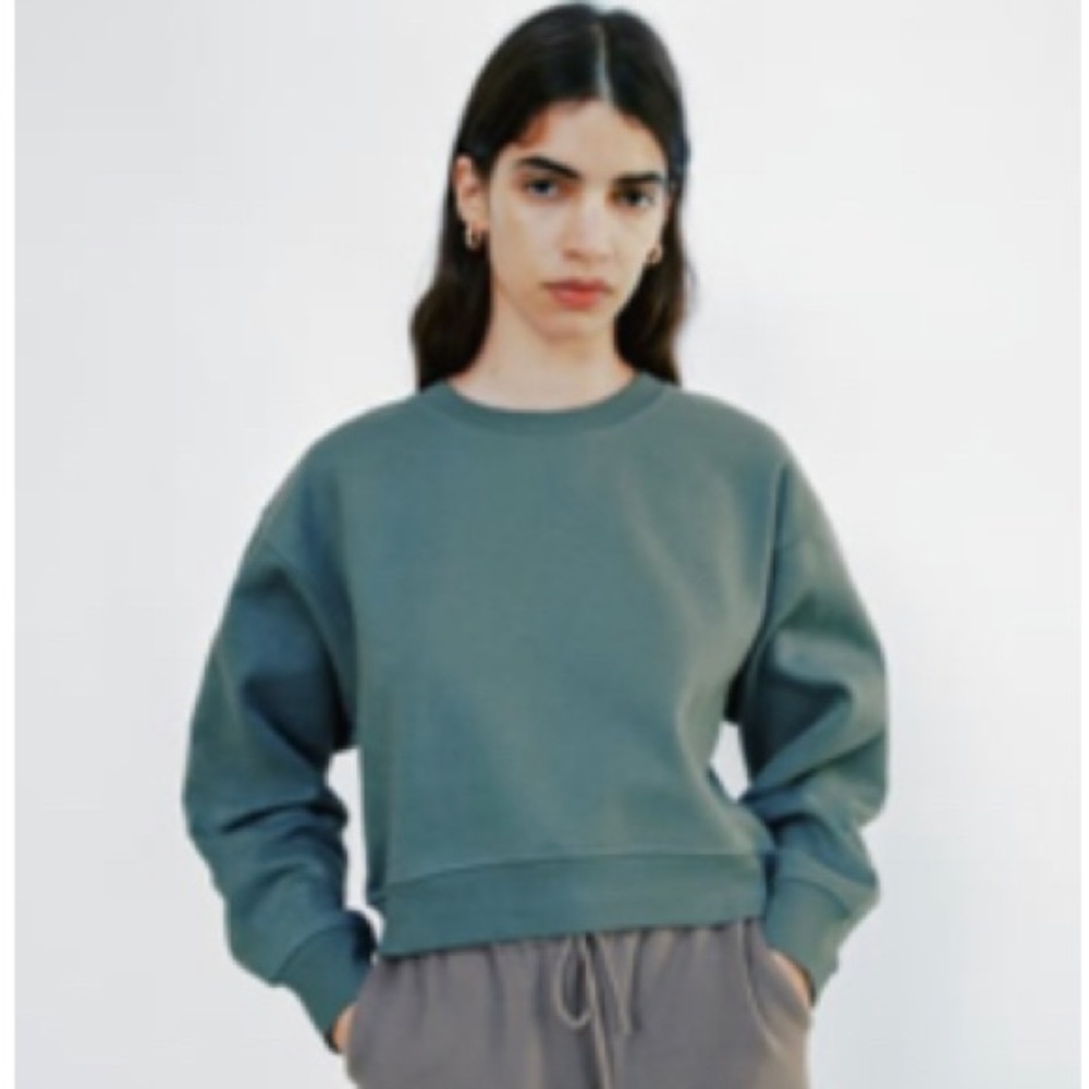 Zara Cropped Pullover Basic Sweatshirt - image 1
